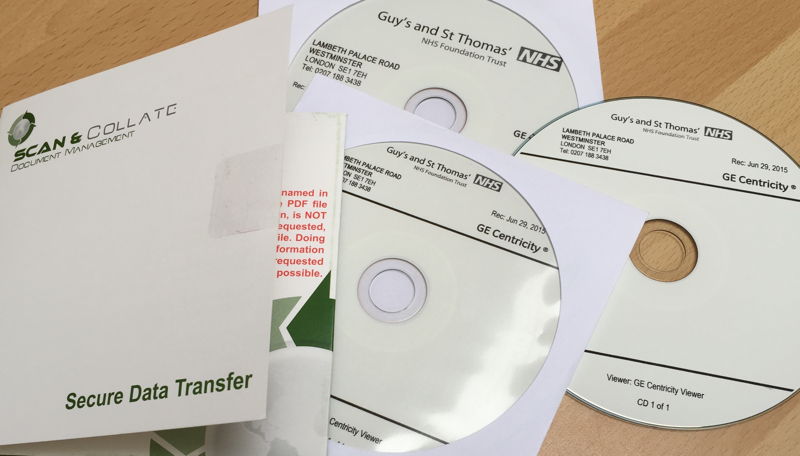 Medical records obtained from GSTT on CD