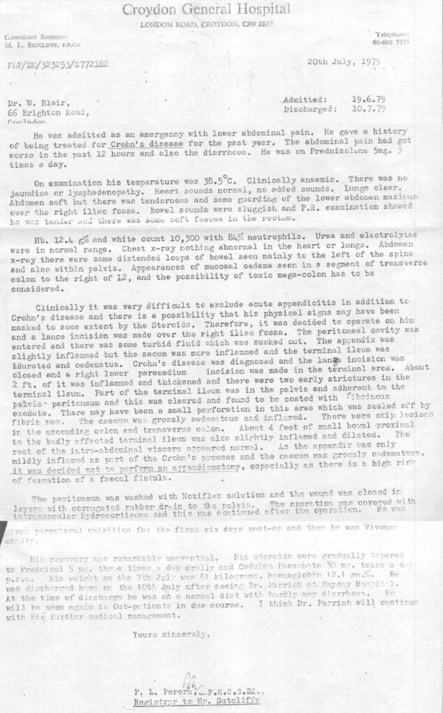 Discharge Letter 1979