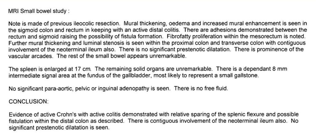 MRI Small Bowel study - 30th April 2012